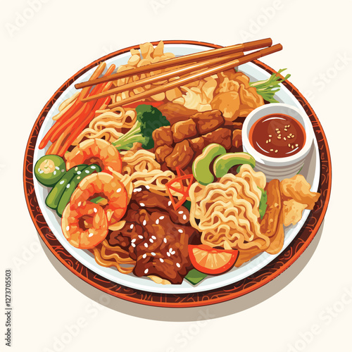 food, chinese, asian, background, restaurant, cooking, meal, design, cuisine, delicious, gourmet, dinner, dish, asia, plate, tasty, noodle, yellow, lunch, thai, traditional, vegetable, vector, table, 