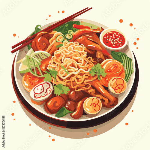 food, chinese, asian, background, restaurant, cooking, meal, design, cuisine, delicious, gourmet, dinner, dish, asia, plate, tasty, noodle, yellow, lunch, thai, traditional, vegetable, vector, table, 