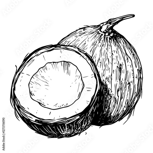 A coconut fruit black white vector