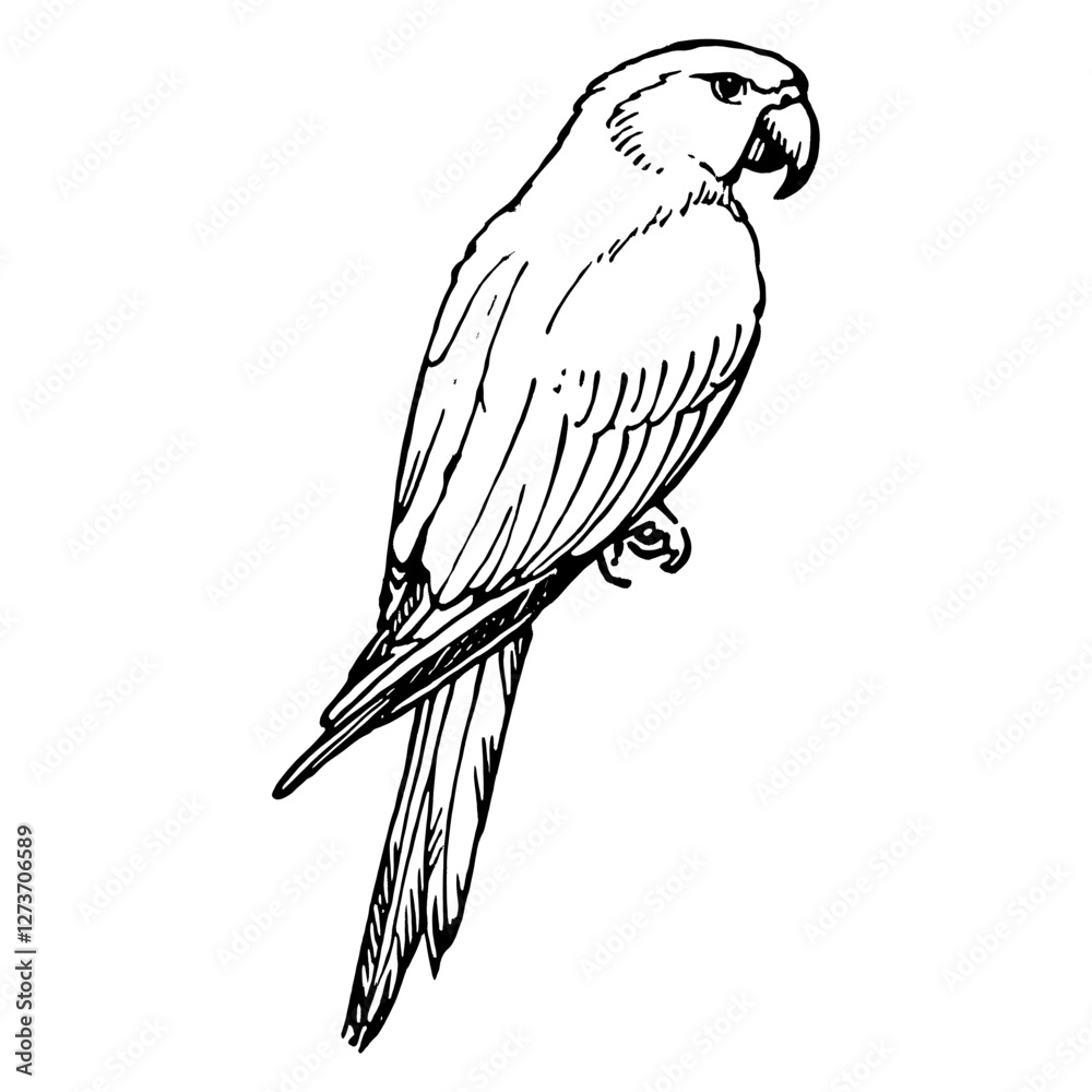 Fototapeta premium Parrot bird sketch drawing art vector