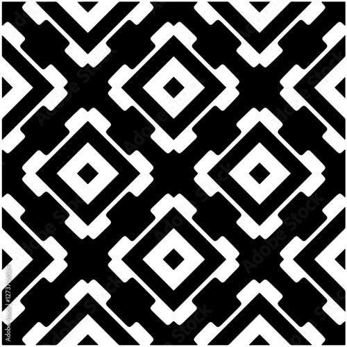 Abstract texture for fabric print, card, table cloth, furniture, banner, cover, invitation, decoration, wrapping. Seamless repeating pattern.  Black and white color. Carpet pattern texture.