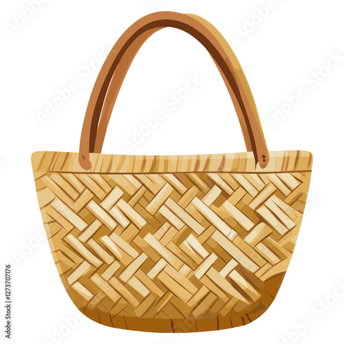 Woven bag illustration basket accessories vector
