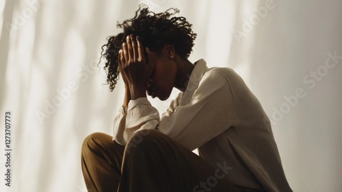 Withdrawal symptoms lead to emotional turmoil. A person sitting with their head in their hands, overwhelmed