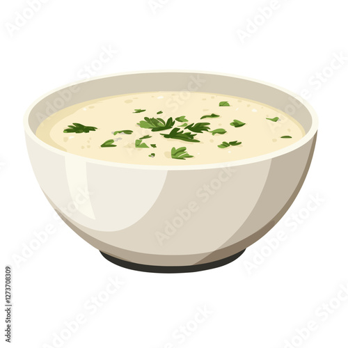 Cream soup in a bowl illustration food art vector