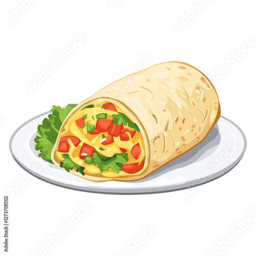 Burrito in a plate illustration food presentation vector