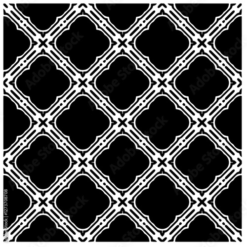 Abstract texture for fabric print, card, table cloth, furniture, banner, cover, invitation, decoration, wrapping. Seamless repeating pattern.  Black and white color. Carpet pattern texture.