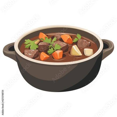 Beef Stew in a pot stew food meal vector