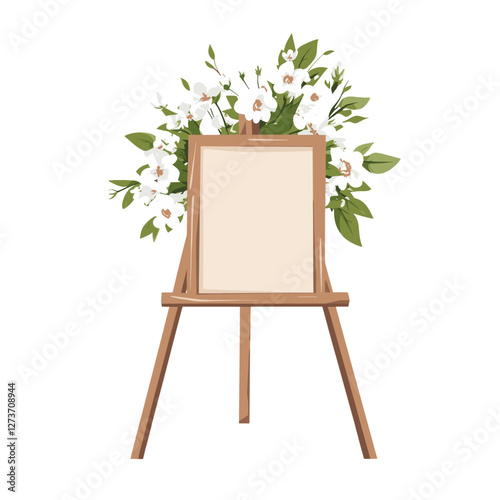 Wedding easel flowers illustration canvas vector