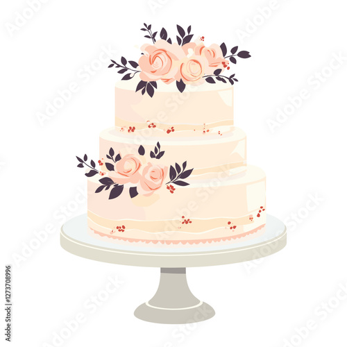 Wedding cake illustration dessert celebration vector