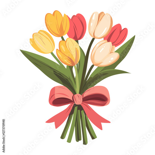 Tulip flower bouquet flowers tulip art vector
