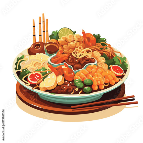 food, chinese, asian, background, restaurant, cooking, meal, design, cuisine, delicious, gourmet, dinner, dish, asia, plate, tasty, noodle, yellow, lunch, thai, traditional, vegetable, vector, table, 