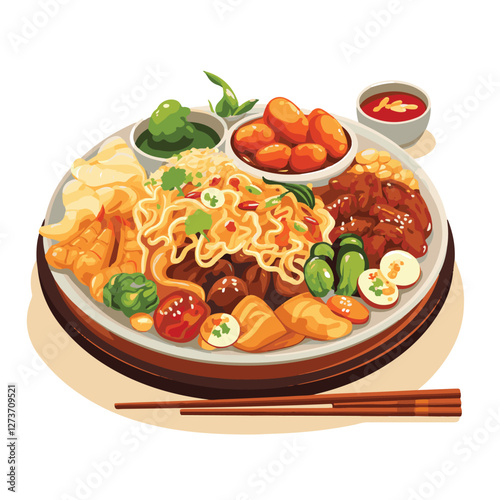 food, chinese, asian, background, restaurant, cooking, meal, design, cuisine, delicious, gourmet, dinner, dish, asia, plate, tasty, noodle, yellow, lunch, thai, traditional, vegetable, vector, table, 