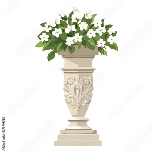 High decorative stone pillar flowers illustration ornate vector