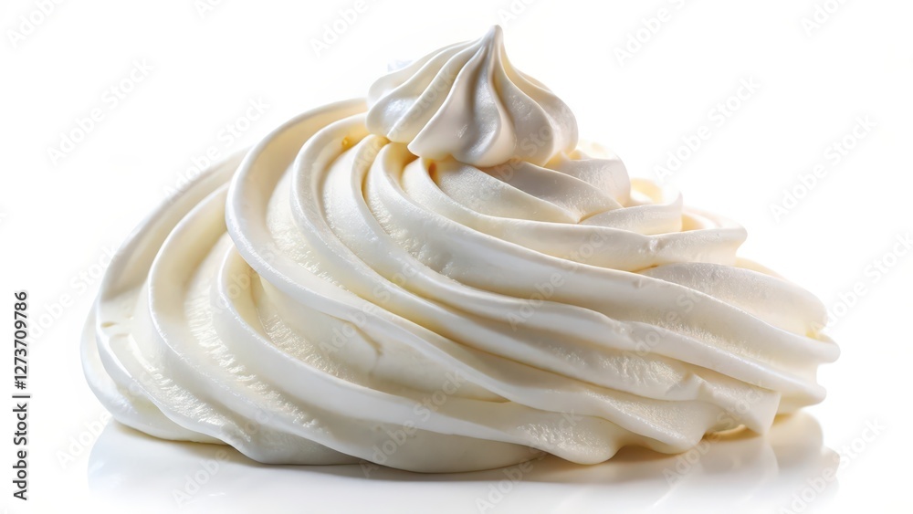Whipped Cream Swirl on White Background Whipped Cream Swirl on White Background
