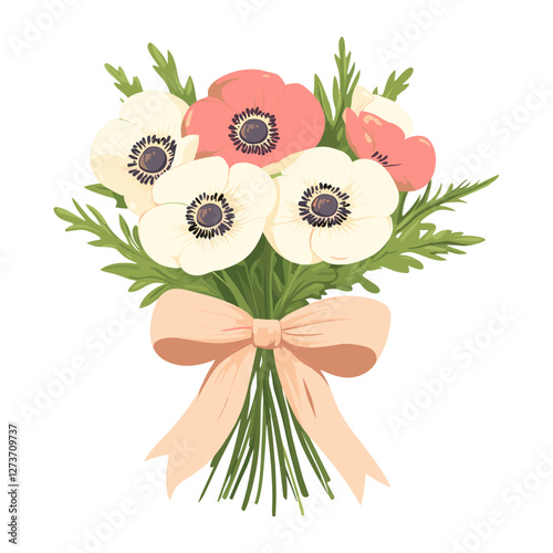 Anemone flower bouquet flowers art illustration vector