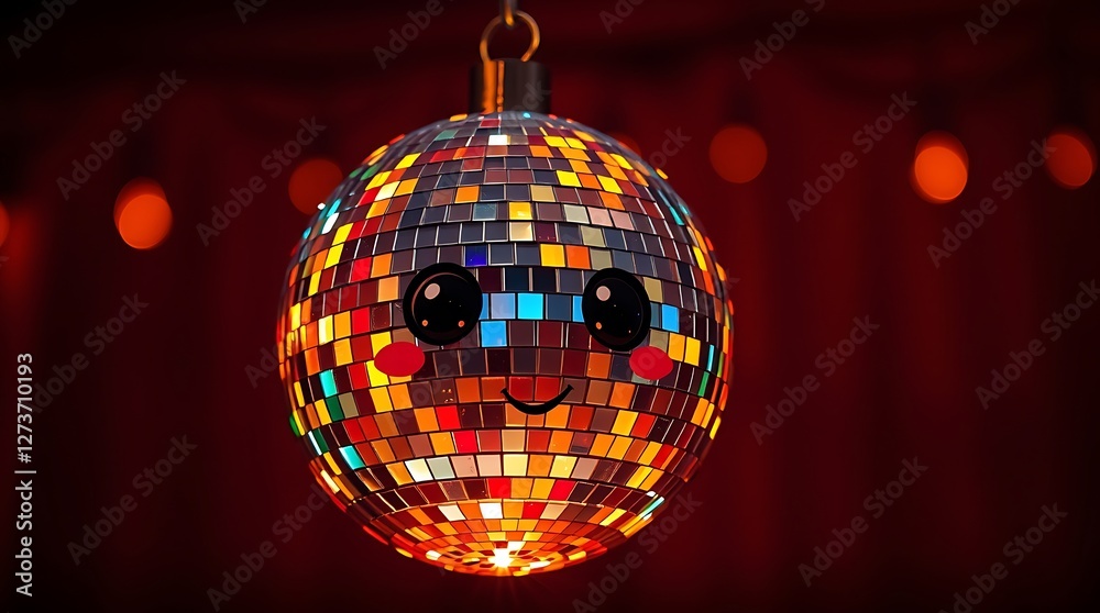 Obraz premium Stunning Colorful Disco Ball with Volumetric Lighting Creating an Electrifying Party Atmosphere