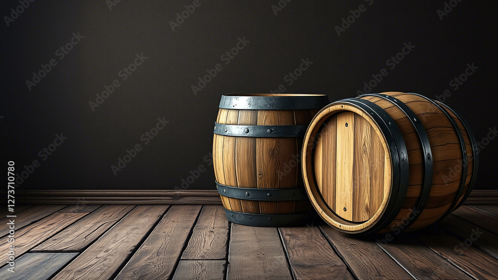 Wooden Barrels with Metal Hoops: Classic Storage Solution