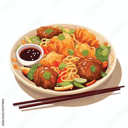 food, chinese, asian, background, restaurant, cooking, meal, design, cuisine, delicious, gourmet, dinner, dish, asia, plate, tasty, noodle, yellow, lunch, thai, traditional, vegetable, vector, table, 