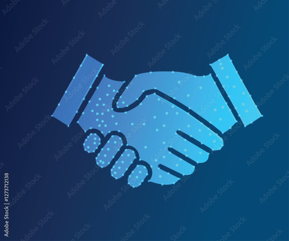 Fototapeta premium Lower Poly Handshake icon design. Lower poly digital Partnership