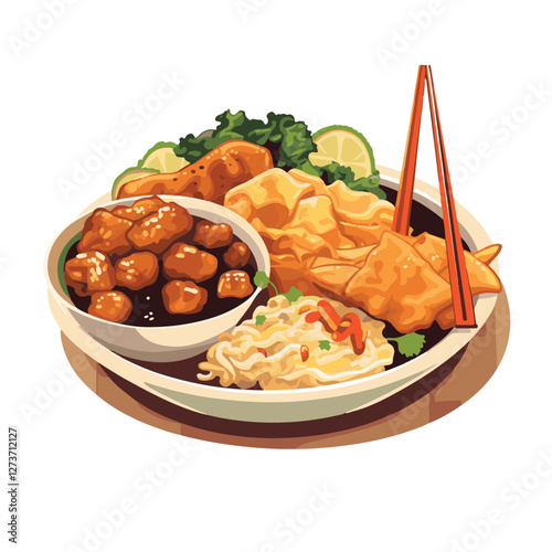 food, chinese, asian, background, restaurant, cooking, meal, design, cuisine, delicious, gourmet, dinner, dish, asia, plate, tasty, noodle, yellow, lunch, thai, traditional, vegetable, vector, table, 