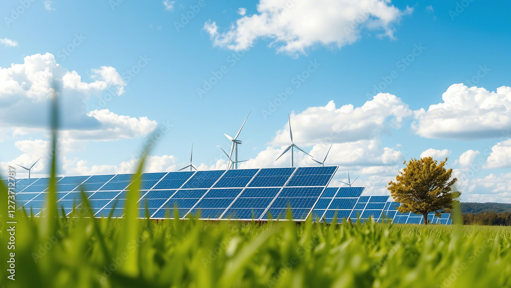 Sustainable Energy: Solar Panels and Wind Power in Action