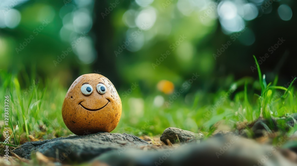Smiling rock in a lush green natural setting Smiling rock in a lush green natural setting