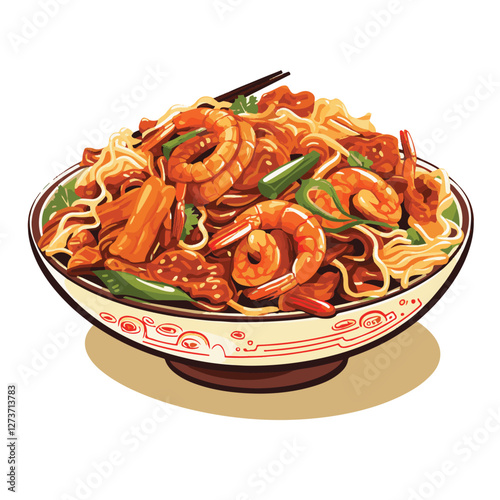 food, chinese, asian, background, restaurant, cooking, meal, design, cuisine, delicious, gourmet, dinner, dish, asia, plate, tasty, noodle, yellow, lunch, thai, traditional, vegetable, vector, table, 