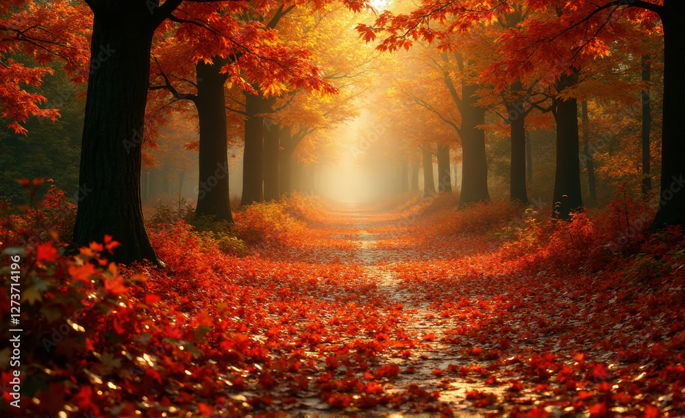 Fototapeta premium autumn forest in the morning