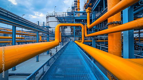 The heat recovery system in a modern biomass plant, showing advanced technology used to maximize energy efficiency. photo