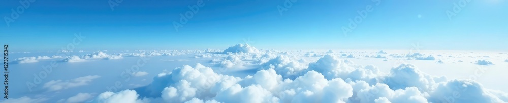 High altitude blue sky with low hanging stratus cloud layer, blue skies, horizon, vast space High altitude blue sky with low hanging stratus cloud layer, blue skies, horizon, vast space