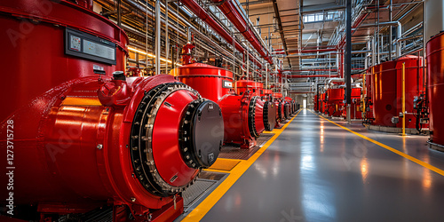 The heat recovery system in a modern biomass plant, showing advanced technology used to maximize energy efficiency. photo