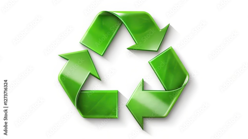 Obraz premium Green Recycling Symbol on White Background