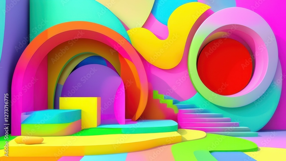 Obraz premium A vibrant abstract background with colorful geometric shapes.