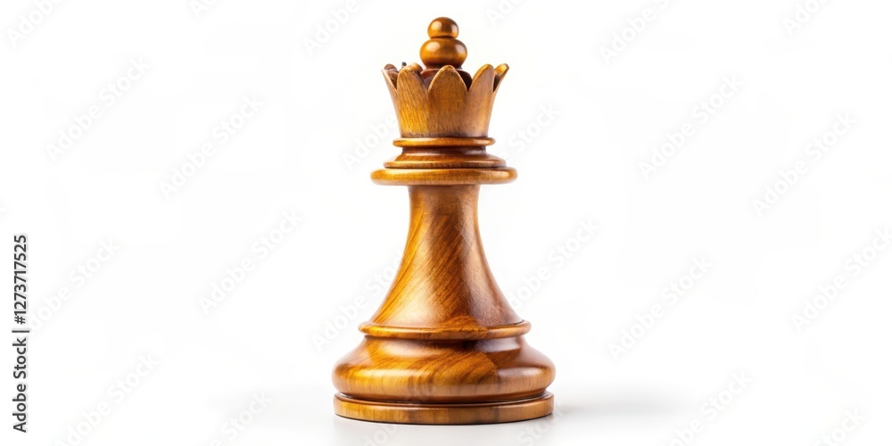 Wooden Chess Queen Piece on White Background Wooden Chess Queen Piece on White Background
