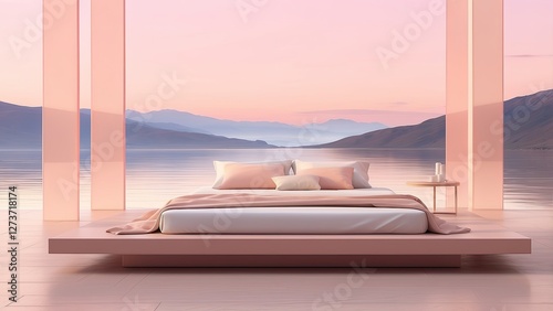 Dreamlike and surrealistic landscape in purplish tones