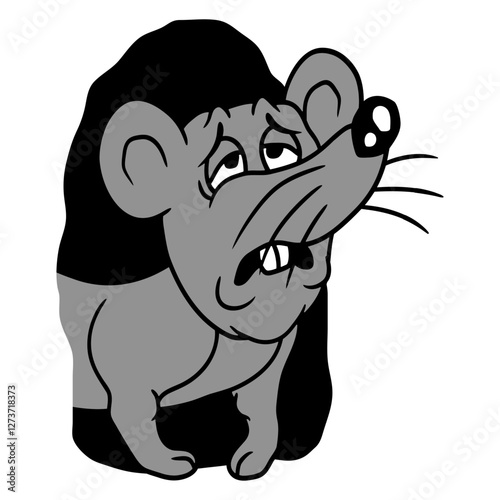 Mouse Hole Exhausted Work Get Up Tired in Morning Design Lover Art Vector Illustration Card T-Shirt Poster Sticker Graphic Print Decorative Drawing Isolated Logo Decoration Symbol Creative Cool Style
