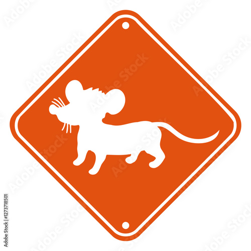 Evil Mouse Sign Warning Caution Danger Zone Area Design Lover Art Vector Illustration Card T-Shirt Poster Sticker Graphic Print Decorative Drawing Isolated Logo Decoration Symbol Creative Cool Style
