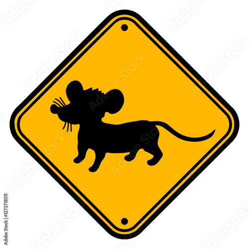 Evil Mouse Sign Warning Caution Danger Zone Area Design Lover Art Vector Illustration Card T-Shirt Poster Sticker Graphic Print Decorative Drawing Isolated Logo Decoration Symbol Creative Cool Style
