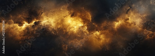 Panoramic sky view of dark, stormy clouds, realistic, highly detailed, cinematic in appearance, with cinematic lighting, high-resolution photography.