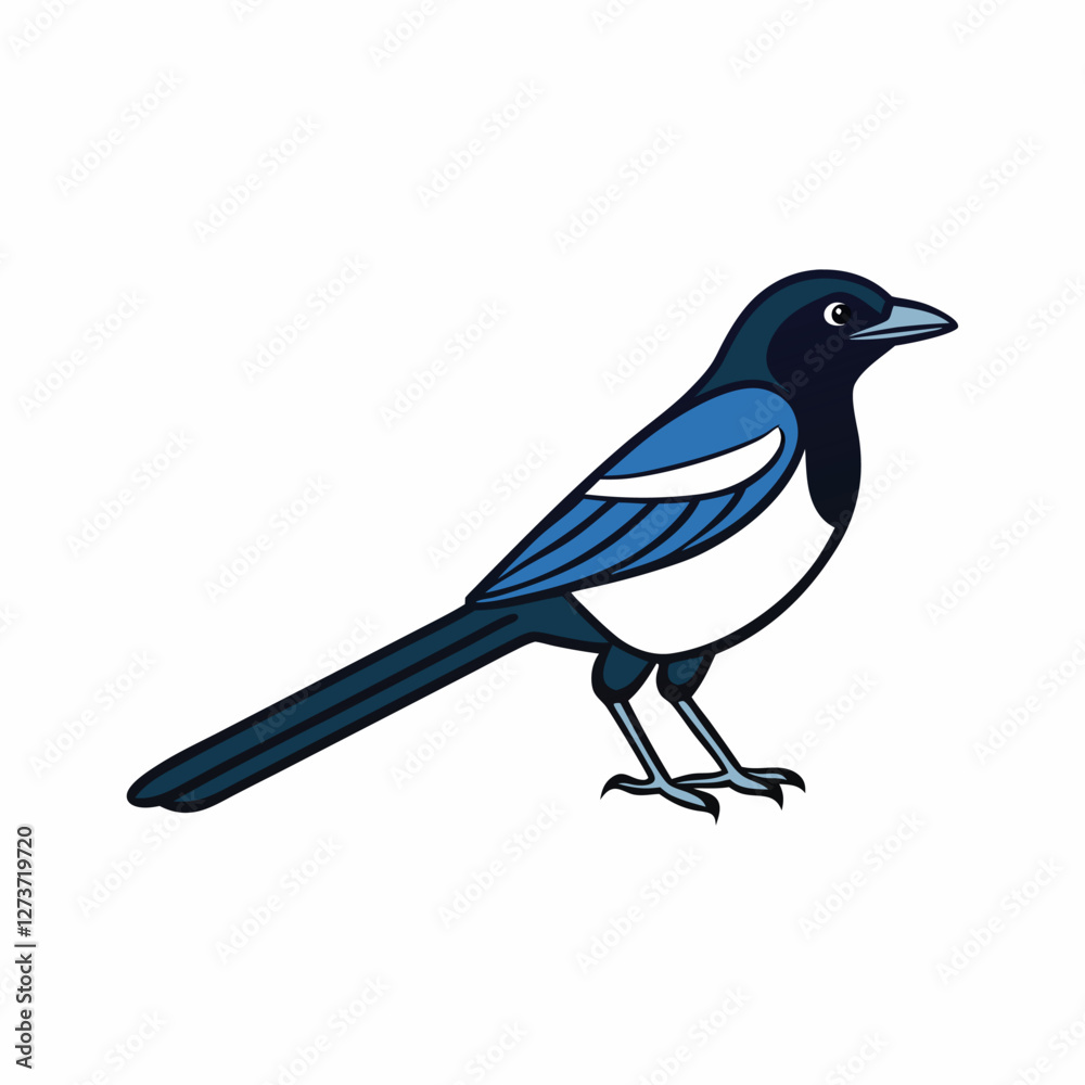 Obraz premium Stylized Magpie Silhouette Vector Ideal for Logos & Artwork.