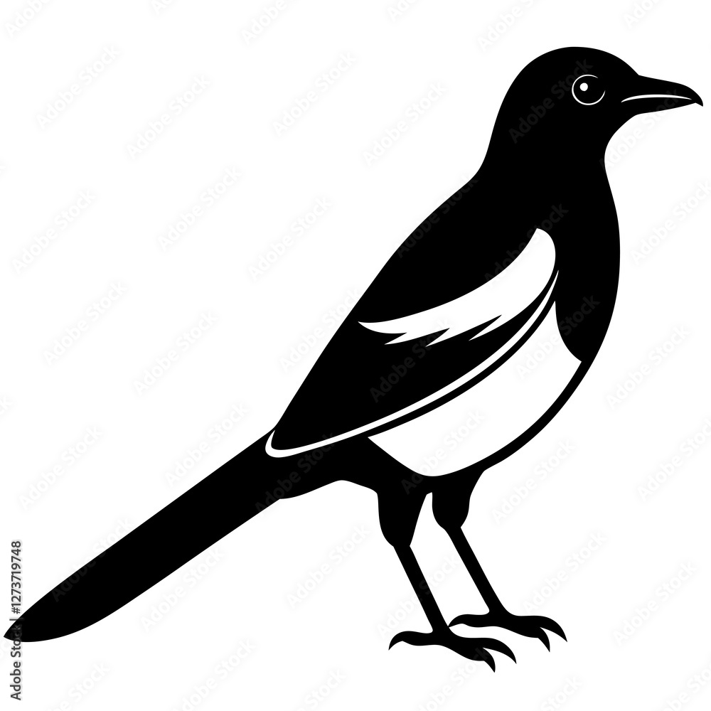 High-Quality Magpie Silhouette Vector Icon for Designers. High-Quality Magpie Silhouette Vector Icon for Designers.