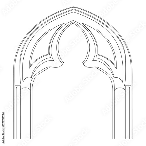 Arabic arch window architecture design style vector