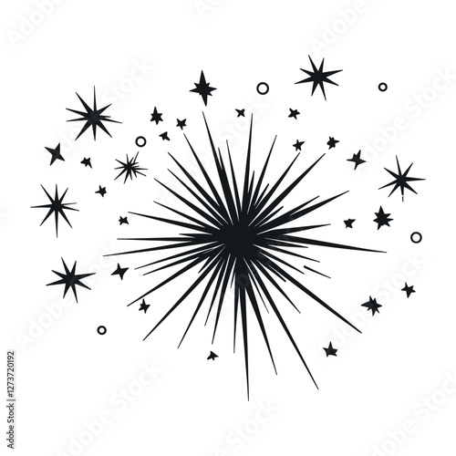 Sparkle black white illustration vector