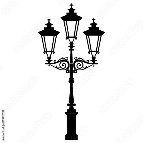 Vintage streetlights silhouette black lamp vector
