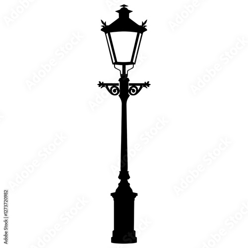 Alley street lamp silhouette streetlight decorative vector