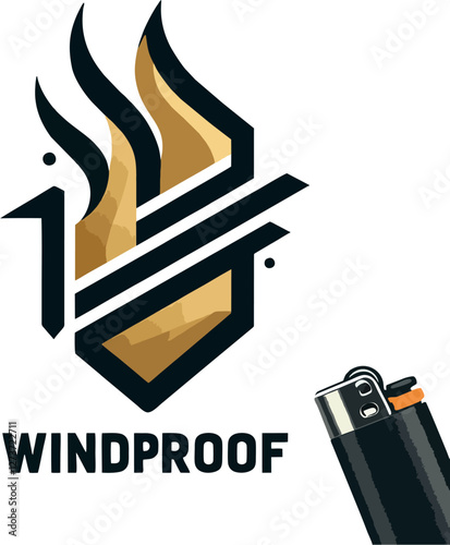 Windproof Lighter with Stylish Flame Logo