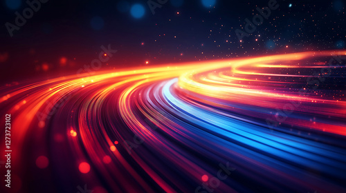 Futuristic Neon Light Trails for Cyberpunk, Technology & Digital Art | Ideal for Websites & Branding, cyberpunk aesthetics, digital art, website backgrounds, sci-fi themes, high-speed technology,