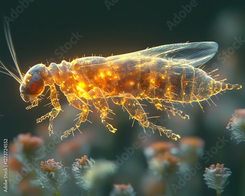 Glowing Flea Leaping from Dog s Fur in Intricate Slow Motion Details photo