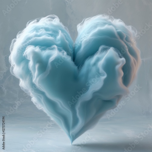Wispy formations gather into a gentle, three-dimensional heart shape against a muted grey backdrop, evoking a sense of dreamy tranquility and peaceful affection on this late morning in Bhakkar.
