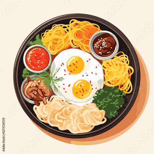 korean, traditional, food, asian, background, korea, culture, design, asia, delicious, korean food, kimchi, cuisine, lunch, meal, dish, illustration, tasty, dinner, symbol, spicy, vector, healthy, veg